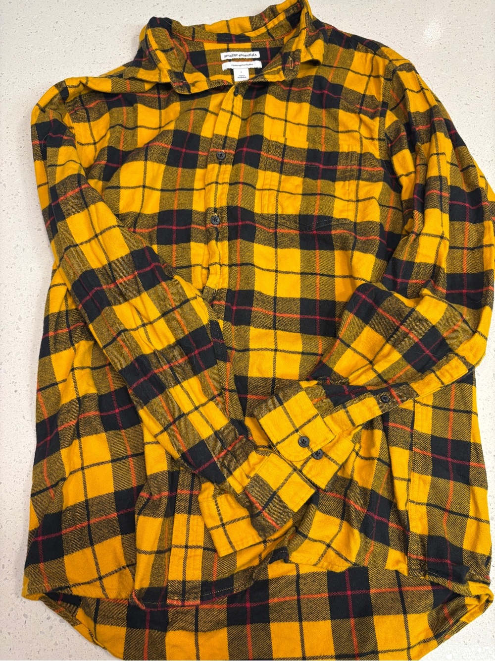 Men's Yellow Plaid Flannel Shirt - Classic Button-Up